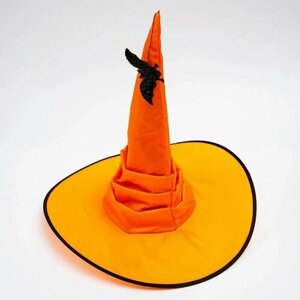 Карнавальная шляпа Оранжевая, драпированная, с летучей мышью, р. 56 58