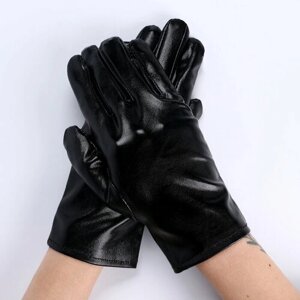 Карнавальнеый аксессуар- перчатки , цвет черный металлик, искусственная кожа, "Страна Карнавалия", материал полиэстер