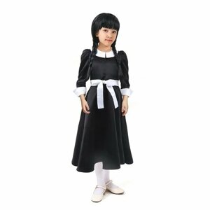 Карнавальное черное платье с белым воротником, атлас, п/э, р-р44, р164