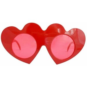 Карнавальные очки "Сердца" Красные, 15,5х7,5 см, 1шт в упаковке