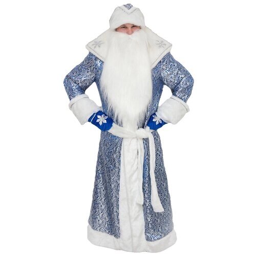 Карнавальный костюм Дед Мороз Царский синий арт. 2045 рост: 180 см; размер 52-54