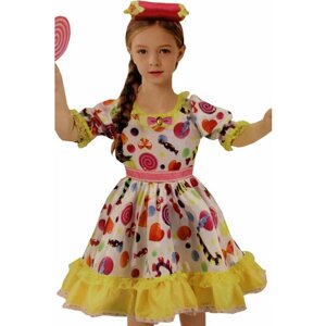 Карнавальный костюм детский Конфетка желтая пуговка OZ1043 InMyMagIntri 110-116cm