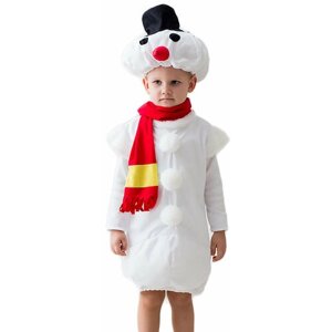 Карнавальный костюм детский "Снеговик", праздничный наряд для мальчика, 3-5 лет, рост 104-116 см