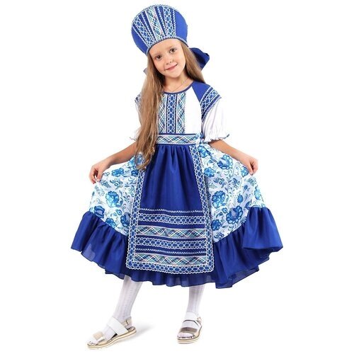 Карнавальный костюм"Кадриль синяяплатье, кокошник, р-р40, р152 5498406