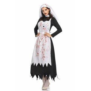 Карнавальный костюм монашки в крови для Хэллоуина, размер L
