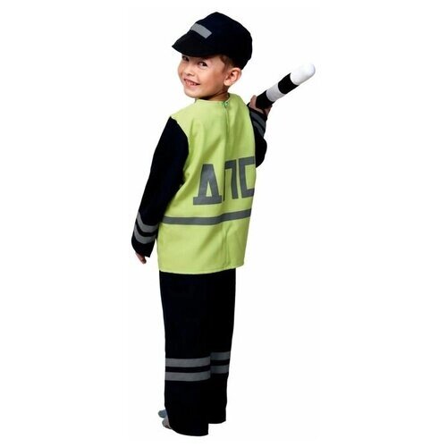 Карнавальный костюм 'Полицейский ДПС'куртка, брюки, кепка, жезл, р-р 32-34, рост 128-134 см