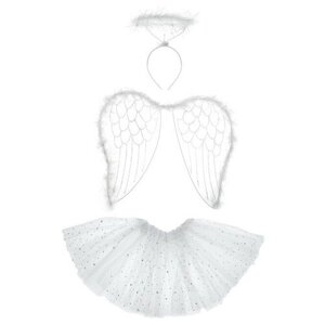 Карнавальный набор «Ангел», 3 предмета: крылья, юбка, ободок, "Страна Карнавалия", цвет белый, материал пластик