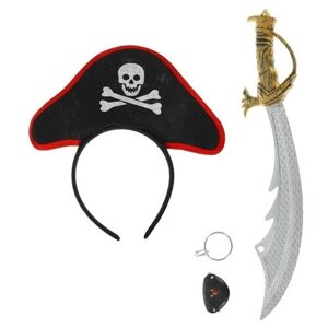Карнавальный набор «Пират», головной убор, сабля, наглазник