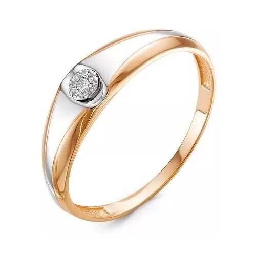 Кольцо Del'ta красное золото, 585 проба, бриллиант, размер 16.5