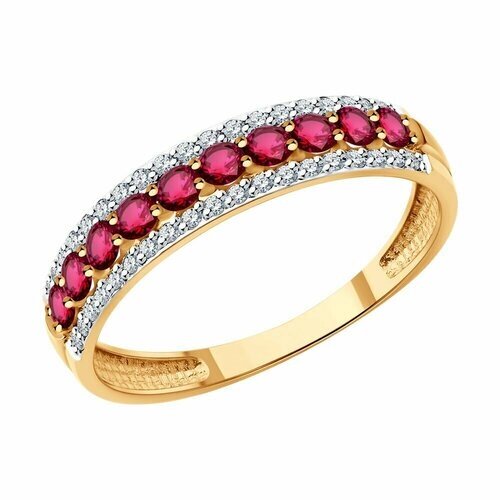 Кольцо Diamant, красное золото, 585 проба, бриллиант, рубин, размер 17