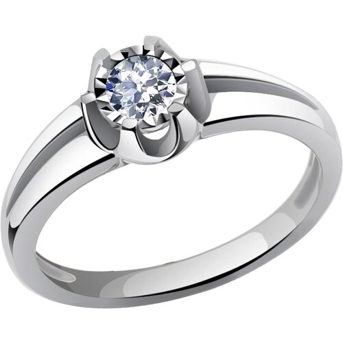 Кольцо Diamant online, белое золото, 585 проба, бриллиант, размер 17.5, бесцветный