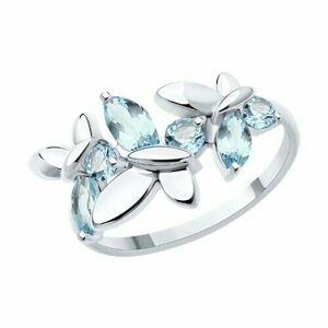 Кольцо Diamant online, серебро, 925 проба, топаз, размер 18