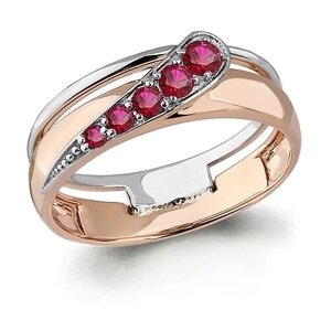Кольцо Diamant online, золото, 585 проба, рубин, размер 19, красный