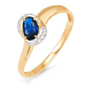 Кольцо Diamant online, золото, 585 проба, сапфир, бриллиант, размер 17