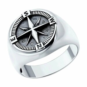 Кольцо Diamant, серебро, 925 проба, чернение, размер 21