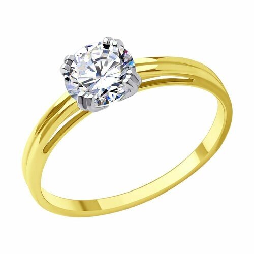 Кольцо Diamant, желтое золото, 585 проба, фианит, размер 18