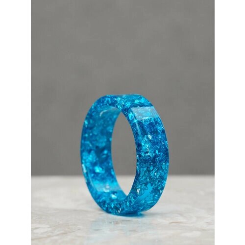 Кольцо, эпоксидная смола, размер 17, синий