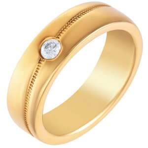 Кольцо JV, желтое золото, 585 проба, бриллиант, размер 14.75