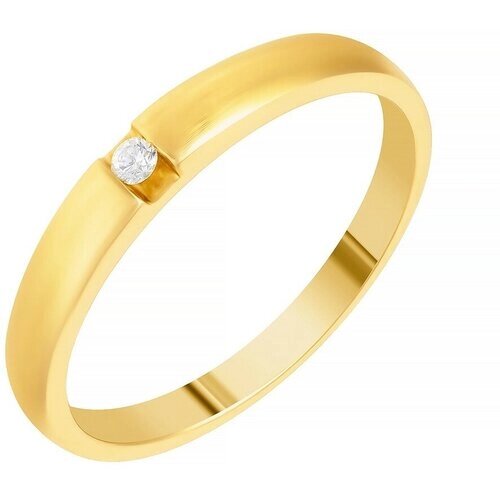 Кольцо JV, желтое золото, 585 проба, бриллиант, размер 22.5