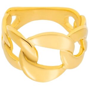 Кольцо Kalinka modern story, нержавеющая сталь, размер 16, золотой, желтый