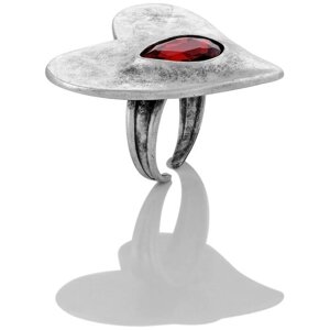 Кольцо L'attrice di base, бижутерный сплав, серебрение, кристалл, красный