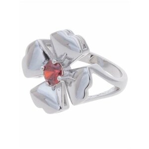 Кольцо Lotus Jewelry, бижутерный сплав, родирование, гранат, размер 19, красный