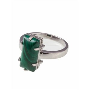 Кольцо Lotus Jewelry, бижутерный сплав, родирование, малахит, размер 20, зеленый