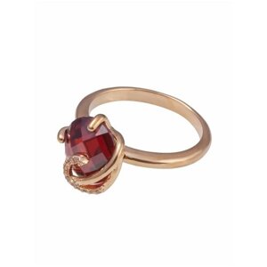 Кольцо Lotus Jewelry, бижутерный сплав, золочение, гранат, размер 18, красный