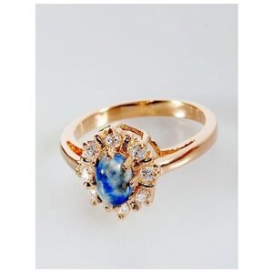 Кольцо Lotus Jewelry, бижутерный сплав, золочение, лазурит, размер 20, синий
