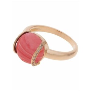 Кольцо Lotus Jewelry, бижутерный сплав, золочение, родохрозит, размер 19, розовый