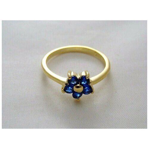 Кольцо Lotus Jewelry, бижутерный сплав, золочение, шпинель, размер 15, синий