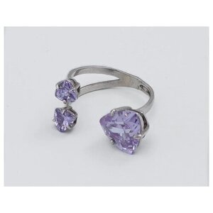 Кольцо на два пальца e&e Jewellery, родирование, шпинель синтетическая, безразмерное, фиолетовый
