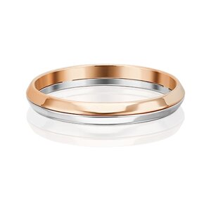 Кольцо обручальное PLATINA комбинированное золото, 585 проба, родирование, размер 15, золотой, серебряный