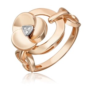 Кольцо PLATINA комбинированное золото, 585 проба, родирование, бриллиант, размер 19.5, золотой, серебряный