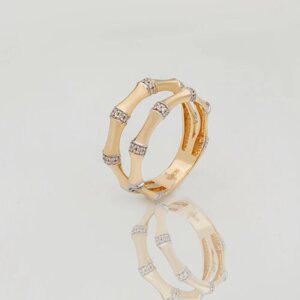 Кольцо помолвочное Gatamova, желтое золото, 585 проба, родирование, бриллиант, размер 16, бесцветный