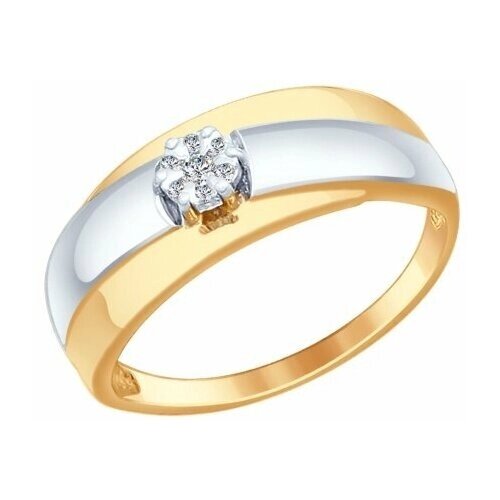 Кольцо помолвочное Яхонт 146976 красное золото, 585 проба, бриллиант, размер 19, золотой