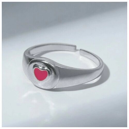 Кольцо Queen Fair, бижутерный сплав, эмаль, безразмерное, розовый, серебряный