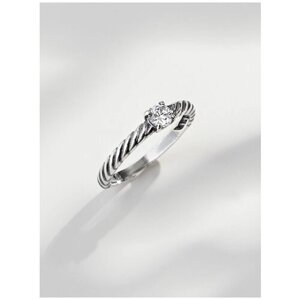 Кольцо Shine & Beauty, латунь, серебрение, фианит, размер 17.5, серебряный