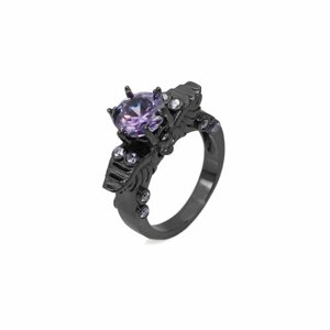 Кольцо SILVARIE, кристалл, размер 17, фиолетовый, черный