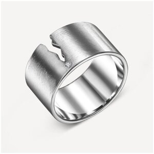 Кольцо tiss серебро, 925 проба, родирование, бриллиант, размер 18.5, серебряный, серый