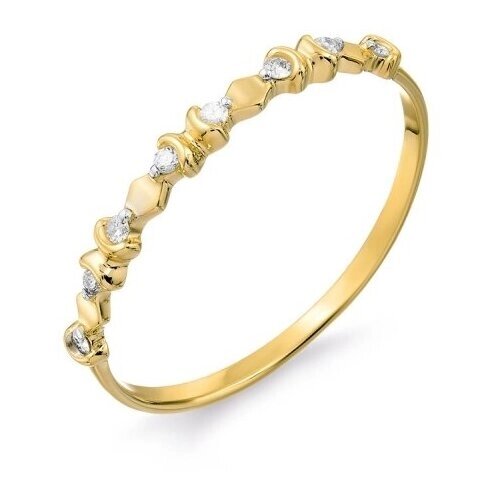 Кольцо Топаз, желтое золото, 585 проба, родирование, бриллиант, размер 15