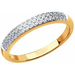 Кольцо Яхонт 4429 красное золото, 585 проба, бриллиант, размер 15, золотой, бесцветный