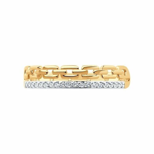 Кольцо Яхонт золото, 585 проба, фианит, размер 15, бесцветный