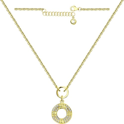 Колье Diamant online, желтое золото, 585 проба, фианит, длина 45 см.