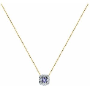 Колье Diamant online, золото, 585 проба, танзанит, бриллиант, длина 40 см., голубой
