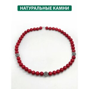 Колье Кристалл Мечты, серебро, 925 проба, коралл, гранат, длина 50 см., красный