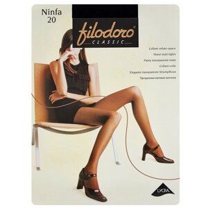 Колготки Filodoro Classic Ninfa, 20 den, с ластовицей, матовые, 2 шт., размер 5, черный