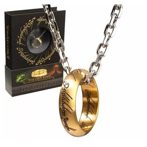 Комплект бижутерии The Noble Collection: цепь, кольцо, нержавеющая сталь, гравировка, размер кольца 19.8, размер колье/цепочки 61 см., золотой