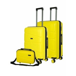 Комплект чемоданов Bonle H-8011_BcML/YELLOW, 3 шт., 136 л, размер M/L, желтый