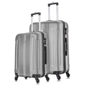 Комплект чемоданов L'case, 2 шт., 104 л, размер M/L, серый